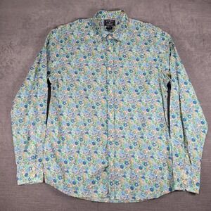 Rose Pistol Floral Button Up Long Sleeve‎ Casual Shirt Mens Preppy Large